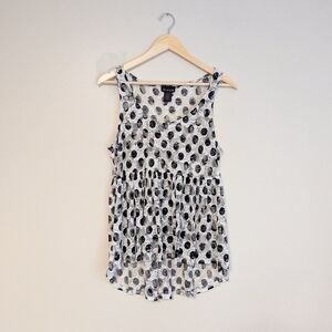 Ultra Flirt Sheer Rose And Polkadot Peplum Tank